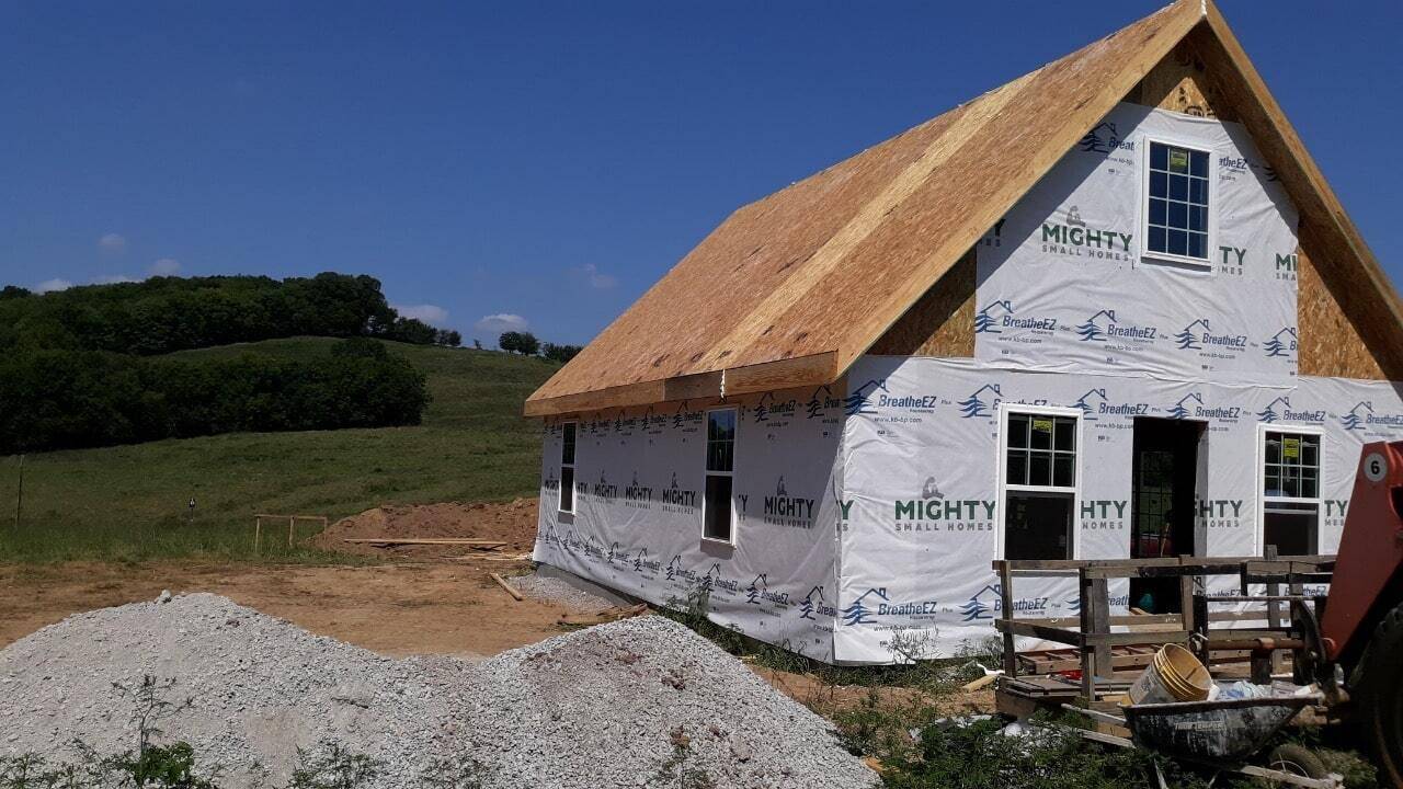 MSH 20191023 pulaski tennessee tn cottage outdoors construction waterproofing gravel left side view porch PX min