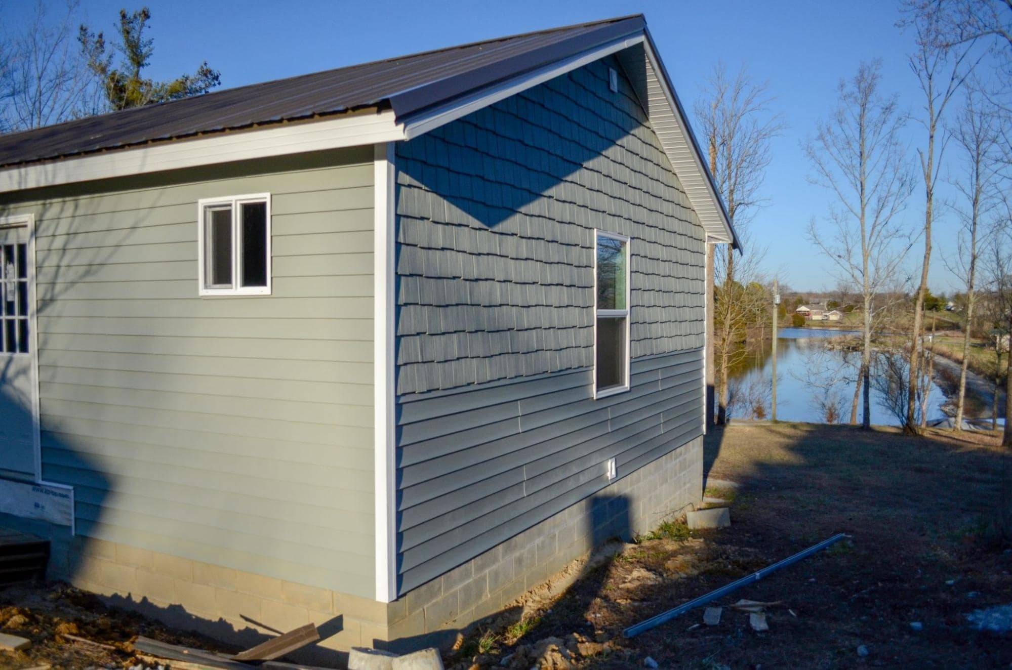 MSH 20200406 outdoors Winter finished lake Grey Paneling Right Side Rear View lagrange kentucky ranch PX min