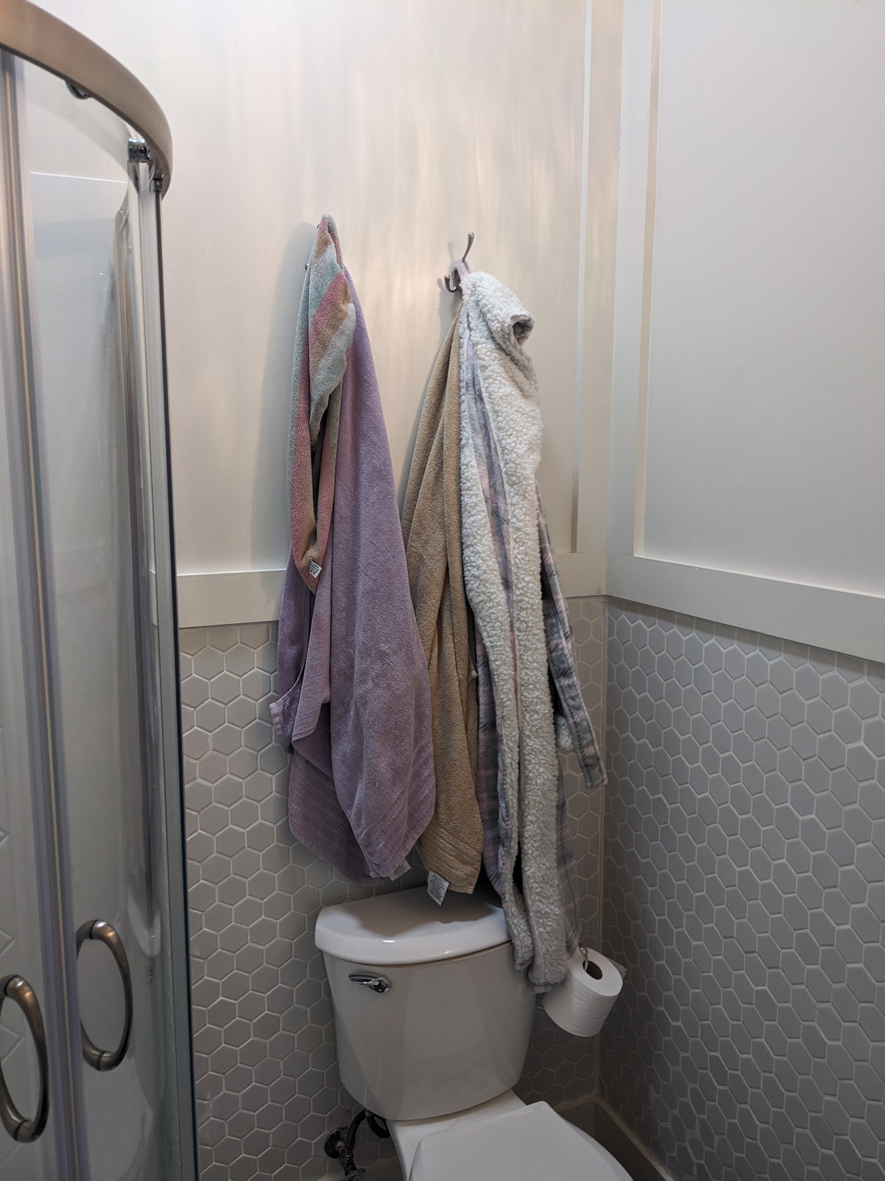 MSH 20231215 customer build modern indoors finished bathroom toilet towels furnished lived in PX