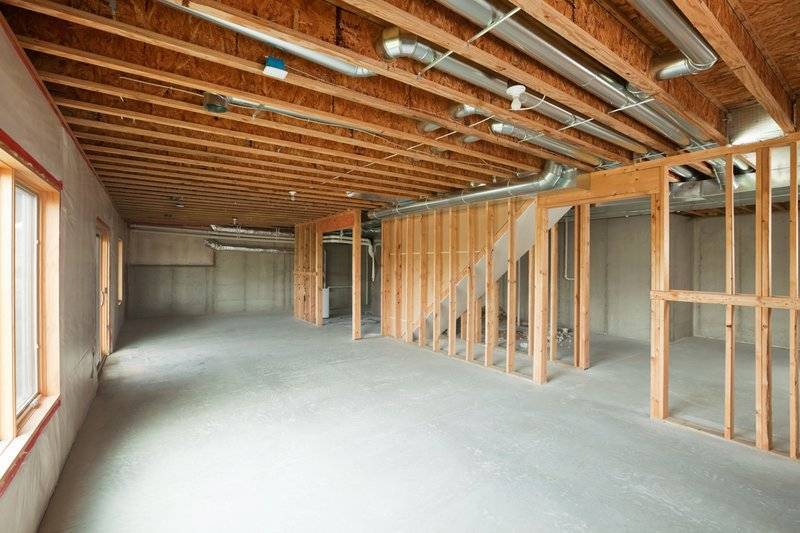 photo of a home's unfinished basement foundation