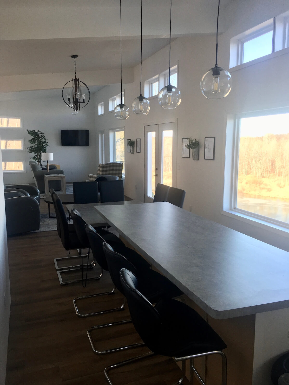Iowa lake house modern customer build dining living room