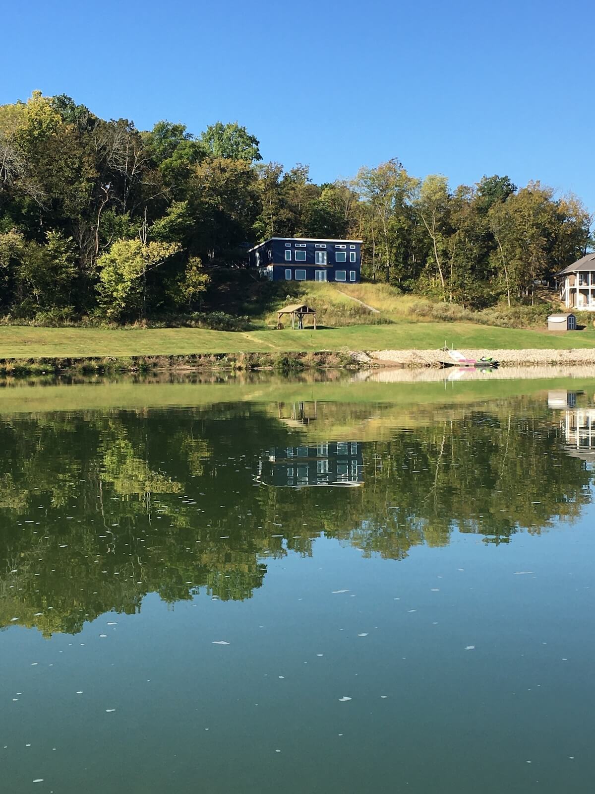 Iowa lake house modern customer build lakeside on hill