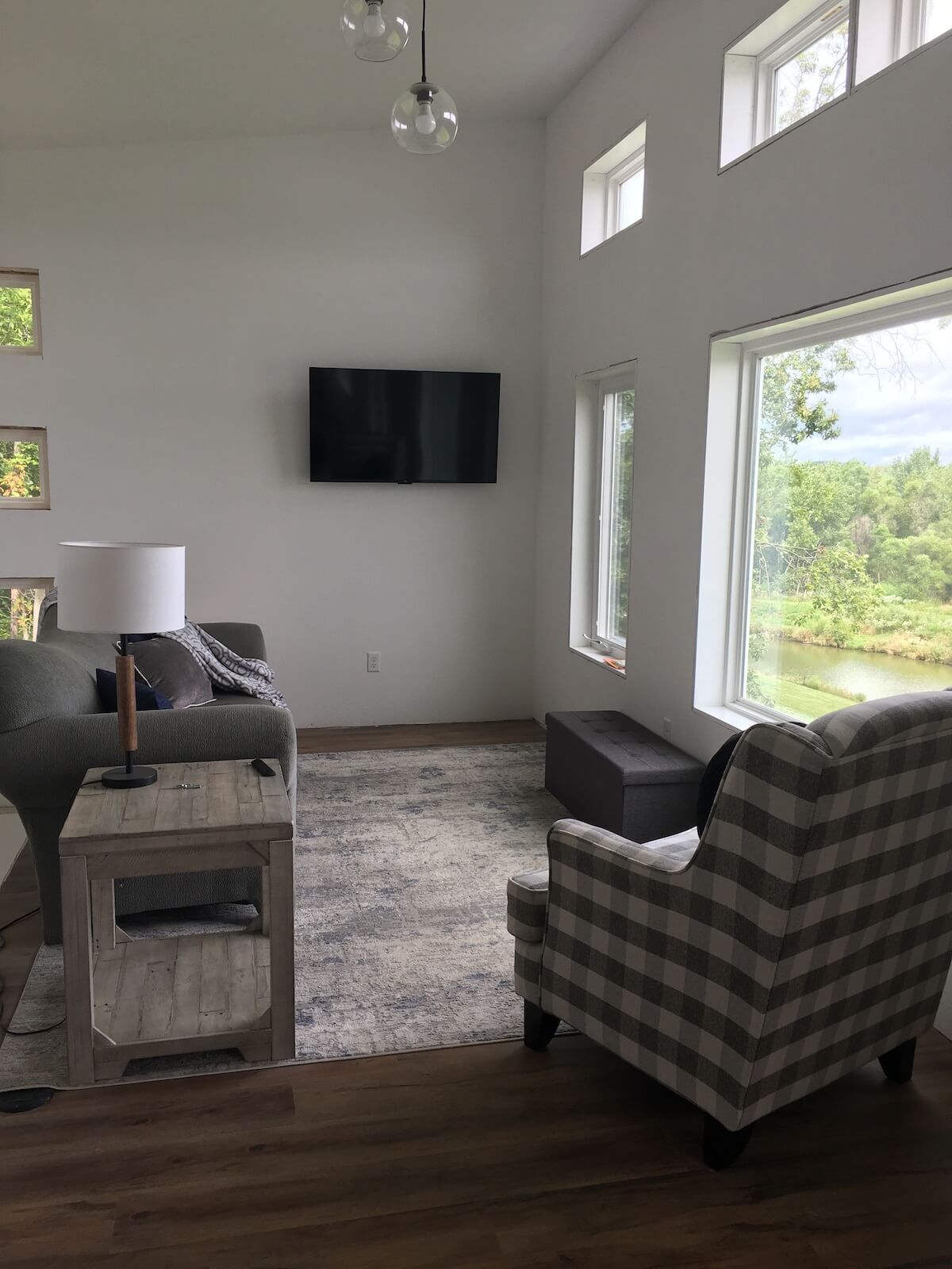 Iowa lake house modern customer build tv room