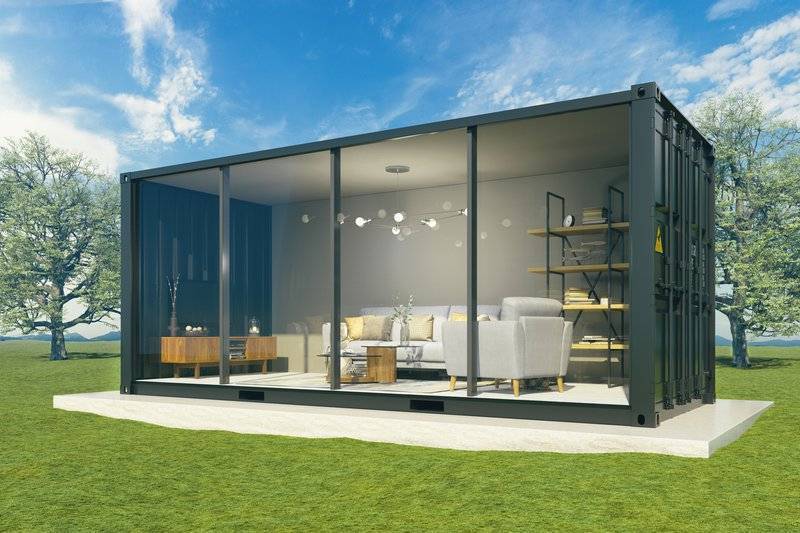 rendering of a container modular home interior