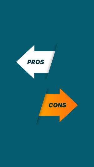 Illustration Arrows for pros and cons pointing in different directions