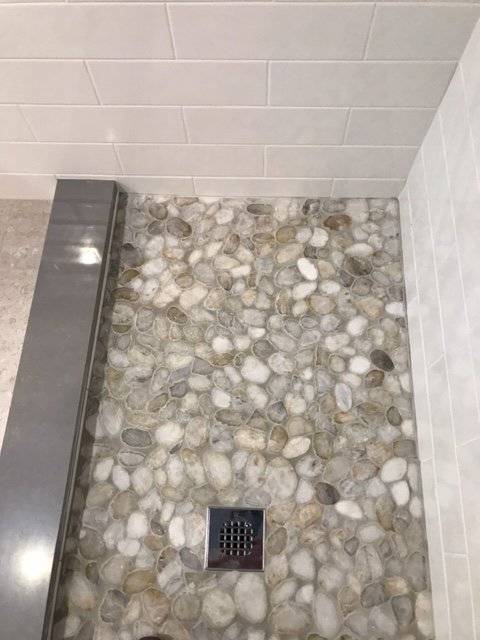 Photo of shower floor in a Cottage kit
