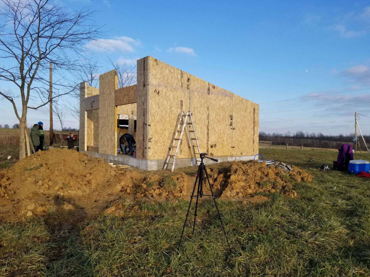 Photo of erected wall panels of a custom Modern