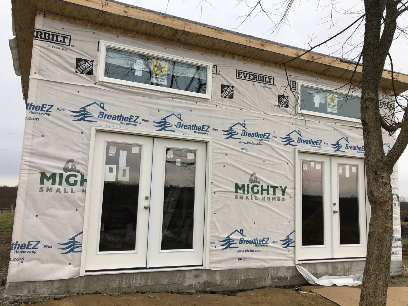 Photo of a custom Modern kit with house wrap