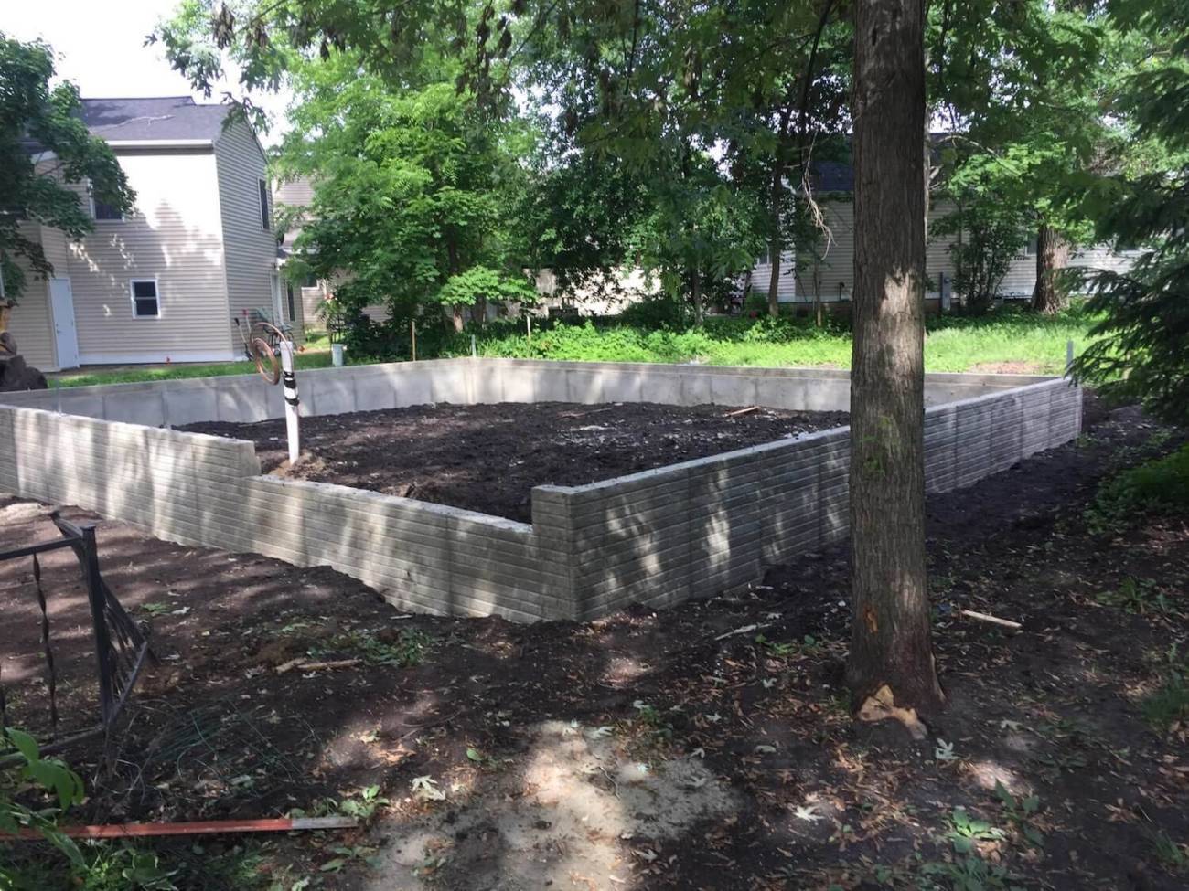 Photo of a prepared foundation for a 600 square foot Modern