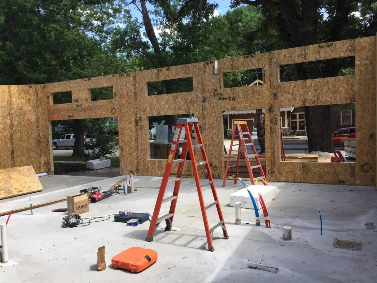 Interior photo of a 600 square foot Modern with attached garage under construction