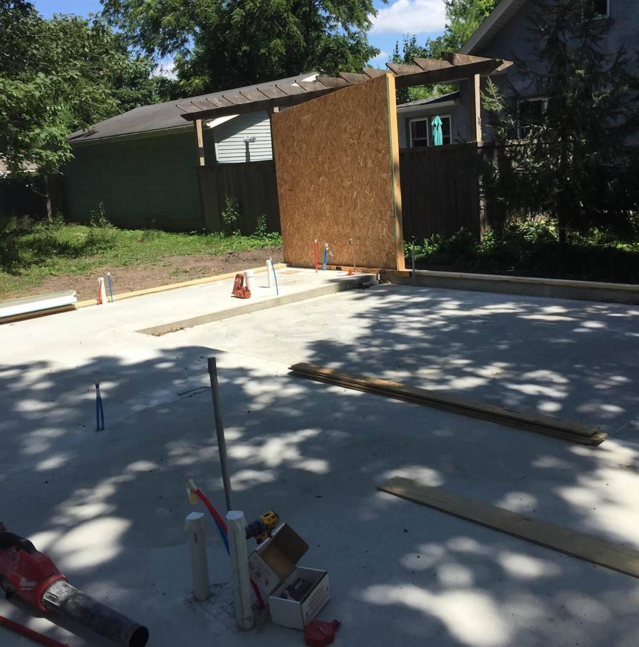 Photo of the finished slab for a 600 Modern with attached garage