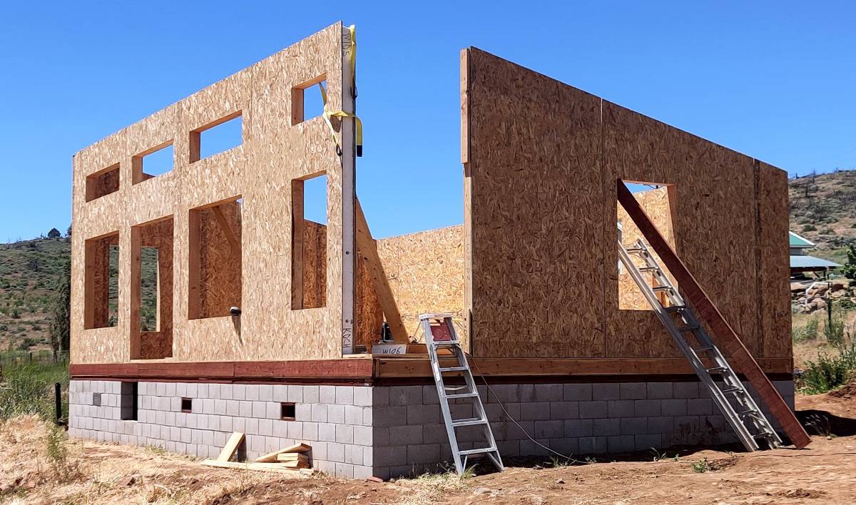 Image of a Modern just prior to the last two wall panels being set in place