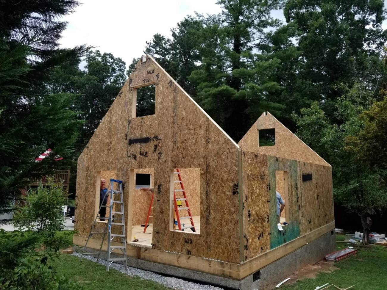 Front right view of a Cottage under construction