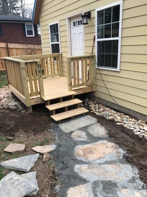 A front door view of a finished Cottage