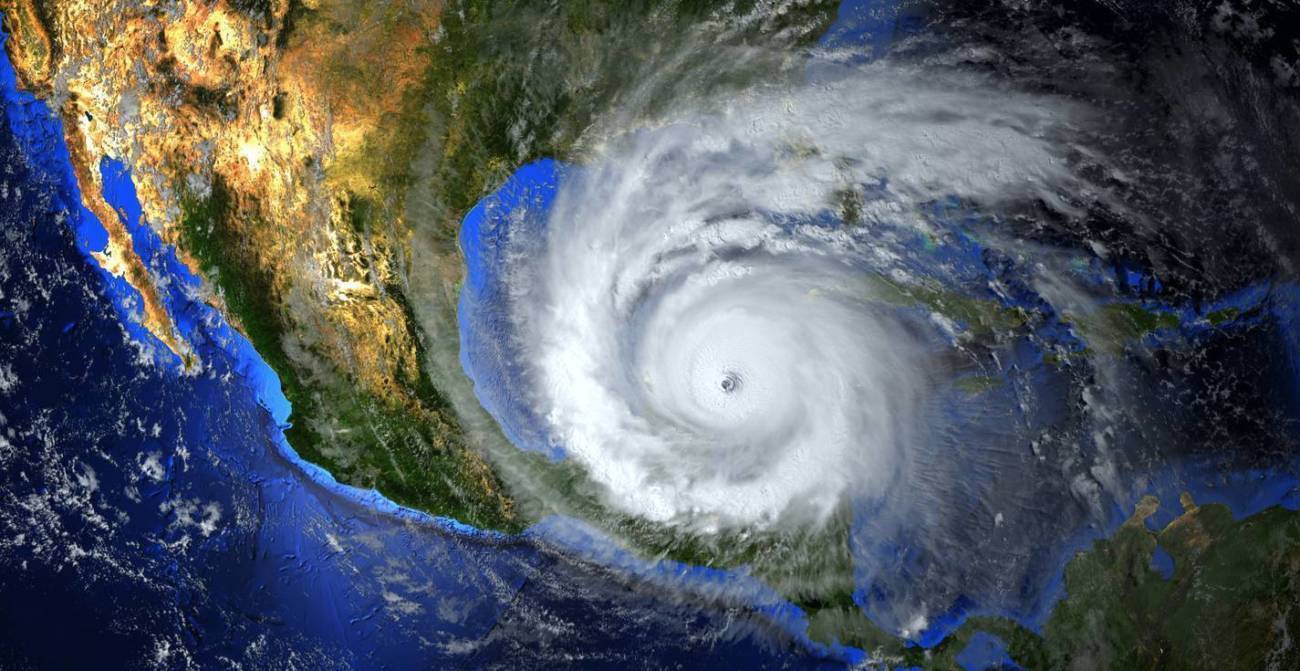 Photo of a satellite image of a hurricane in the Gulf of Mexico