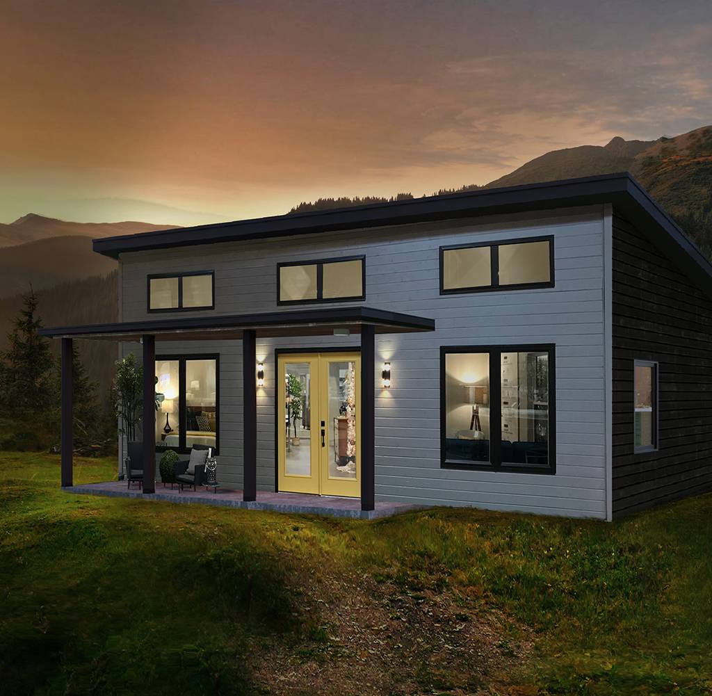 Image of a 600 square foot Modern kit with mountains in the background