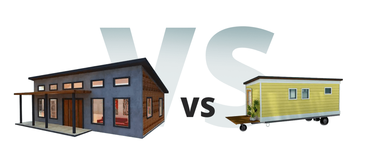 Image of small home versus a tiny home on wheels